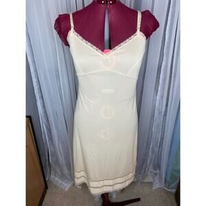 slip dress nude triple lace hem